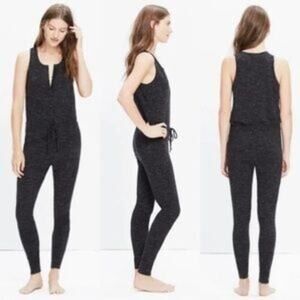 Madewell Jumpsuit Women S  Sleepover Romper Knit Heathered Charcoal Grey